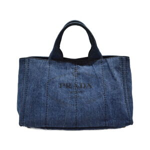 PRADA Canapa Denim Blue Handbag Shoulder Bag Strap Classic